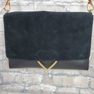 Dear Drew by Drew Barrymore Leather Envelope Satchel Black Gold